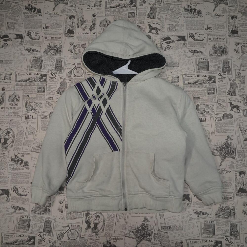 L - Vintage Y2K Indigo Star Hoodies stripe zip puffer hoodie